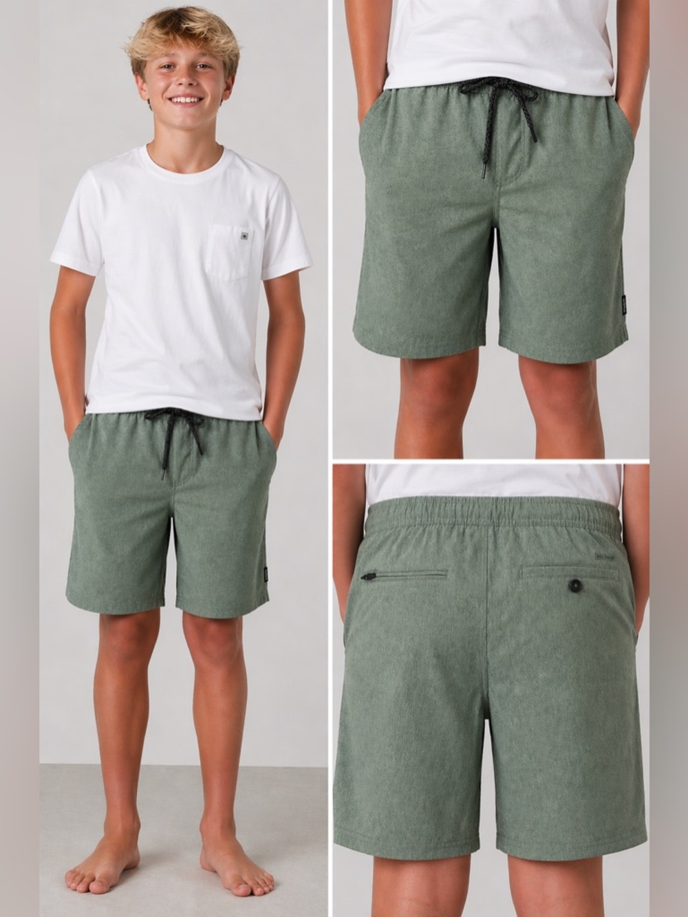 O'Neill Hybrid Shorts Youth XL (14/16) Green Stretch Hyperdry NWT